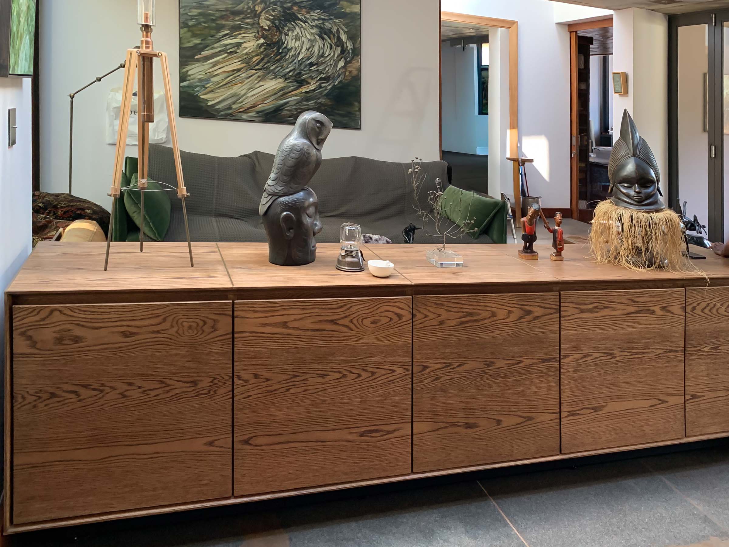 Handcrafted floating sideboard in solid oak